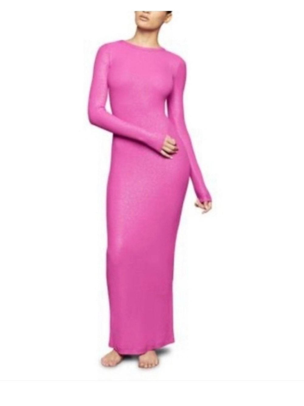 SKIMS Hot Pink Long-Sleeve Maxi Dress